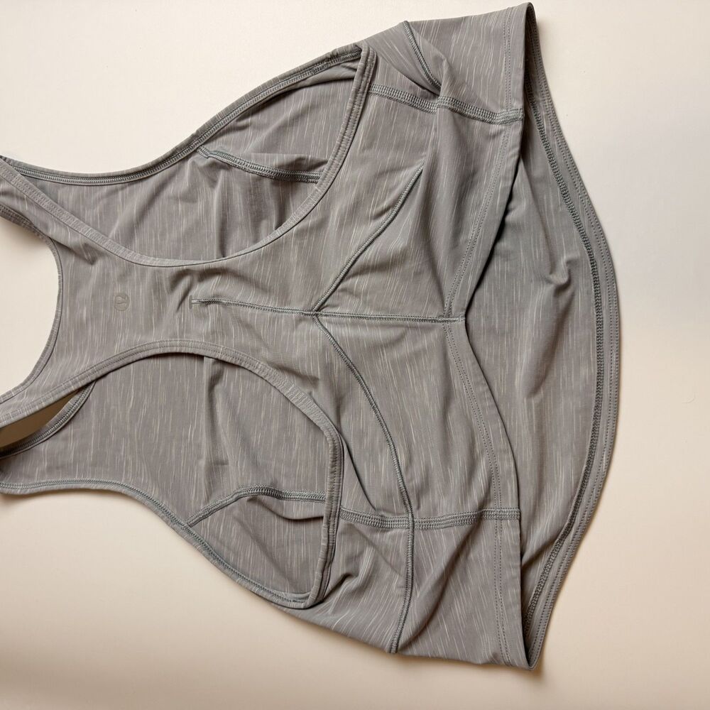 Lululemon Power Thru High Neck Racerback Tank Top Light Grey Size 6/8 Cropped - Picture 12 of 13